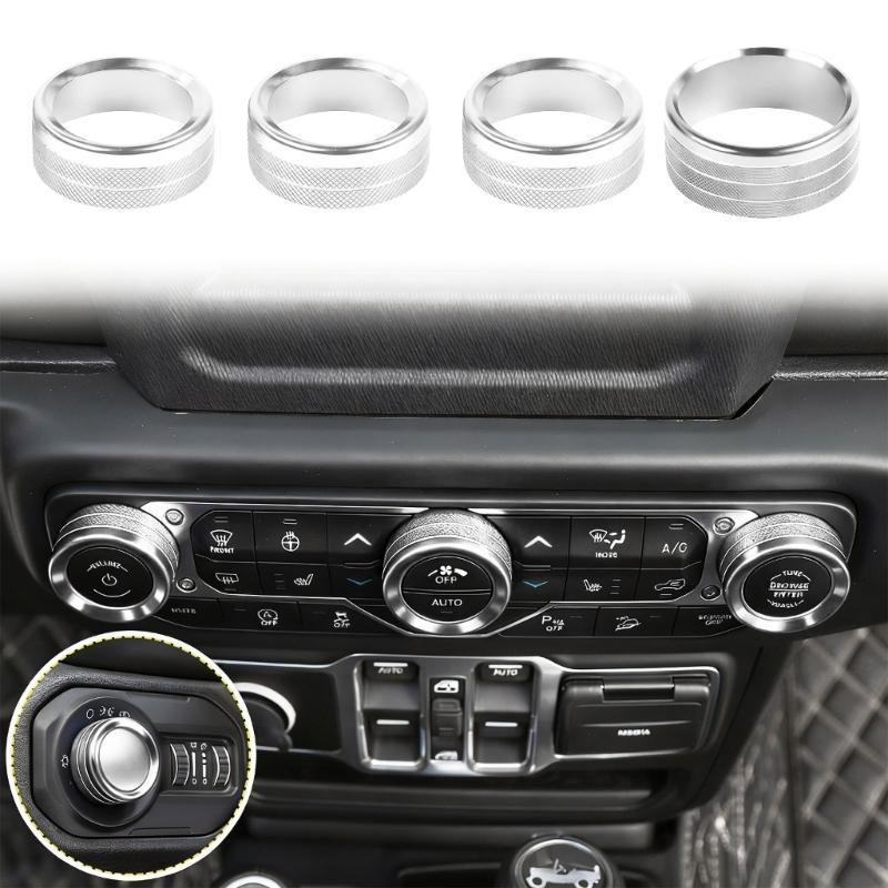 Air Conditioning Switches Knob Cover for 2018 To 2022 JLU Models Easy Snap On Installation Aluminum Upgraded Interior St