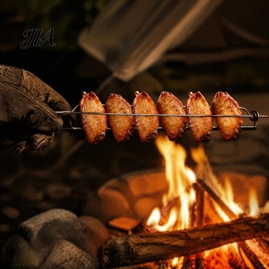 Stainless Steel Meat Fork Chicken Wing Grill Skewers, Barbecue Wings Fork, Heat Backyard Bbq Party Supplies Resistant Clamping Utensil for Camping And