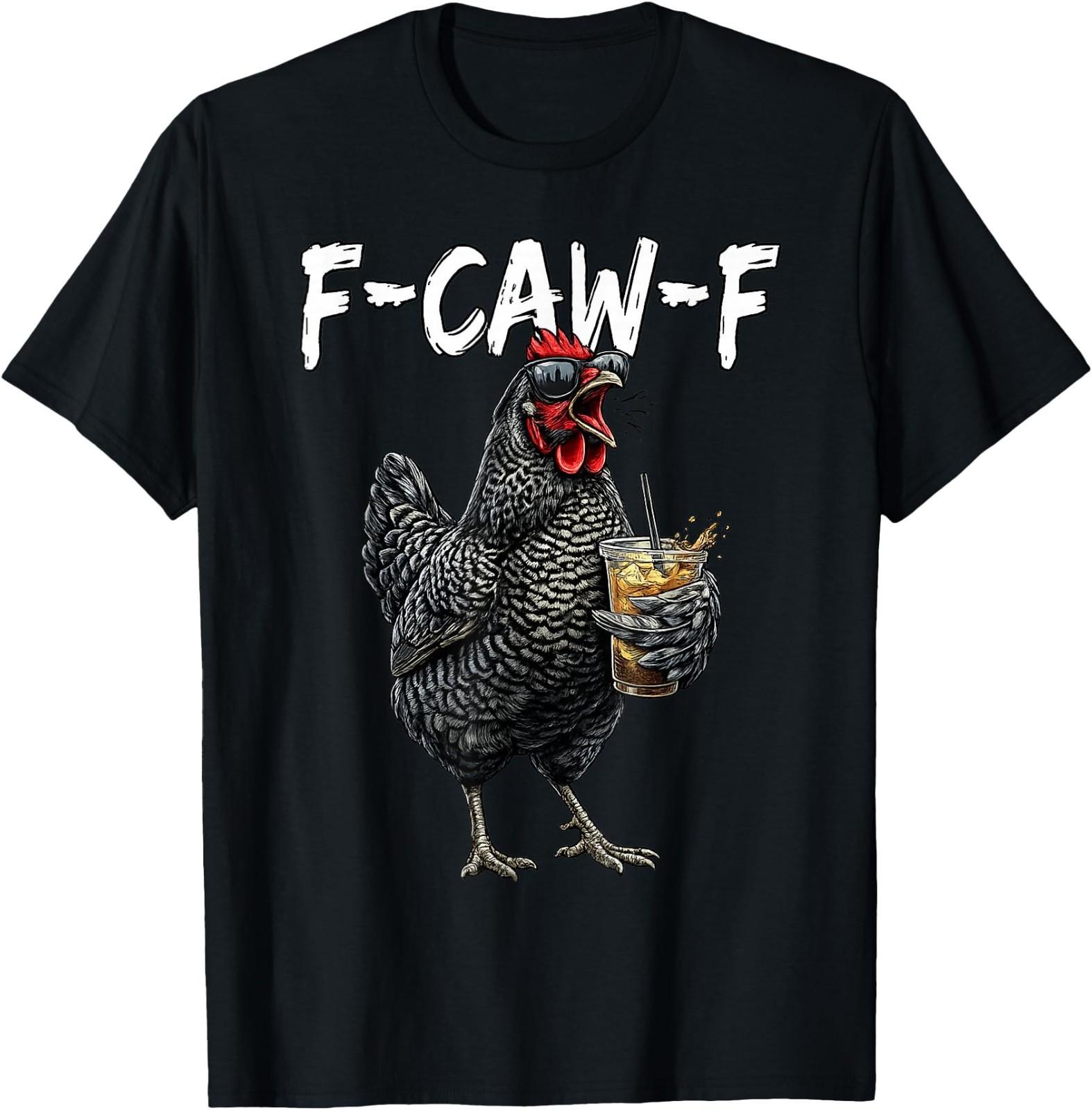Vintage Rooster F Caw F Coffee Drinker Sarcastic Humor T-Shirt S