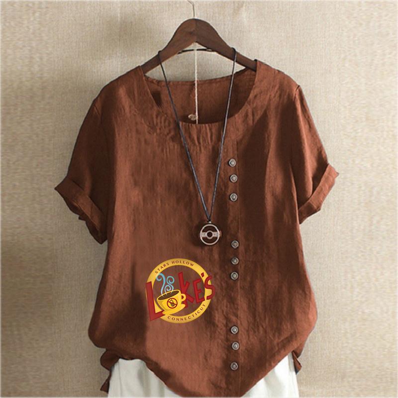 Women's Fashion Favorite Icons Prined Round Neck Short Sleeve T-shirt Casual Cotton Linen Graphic Shirt Leisure Loose Summer Blouse Tops