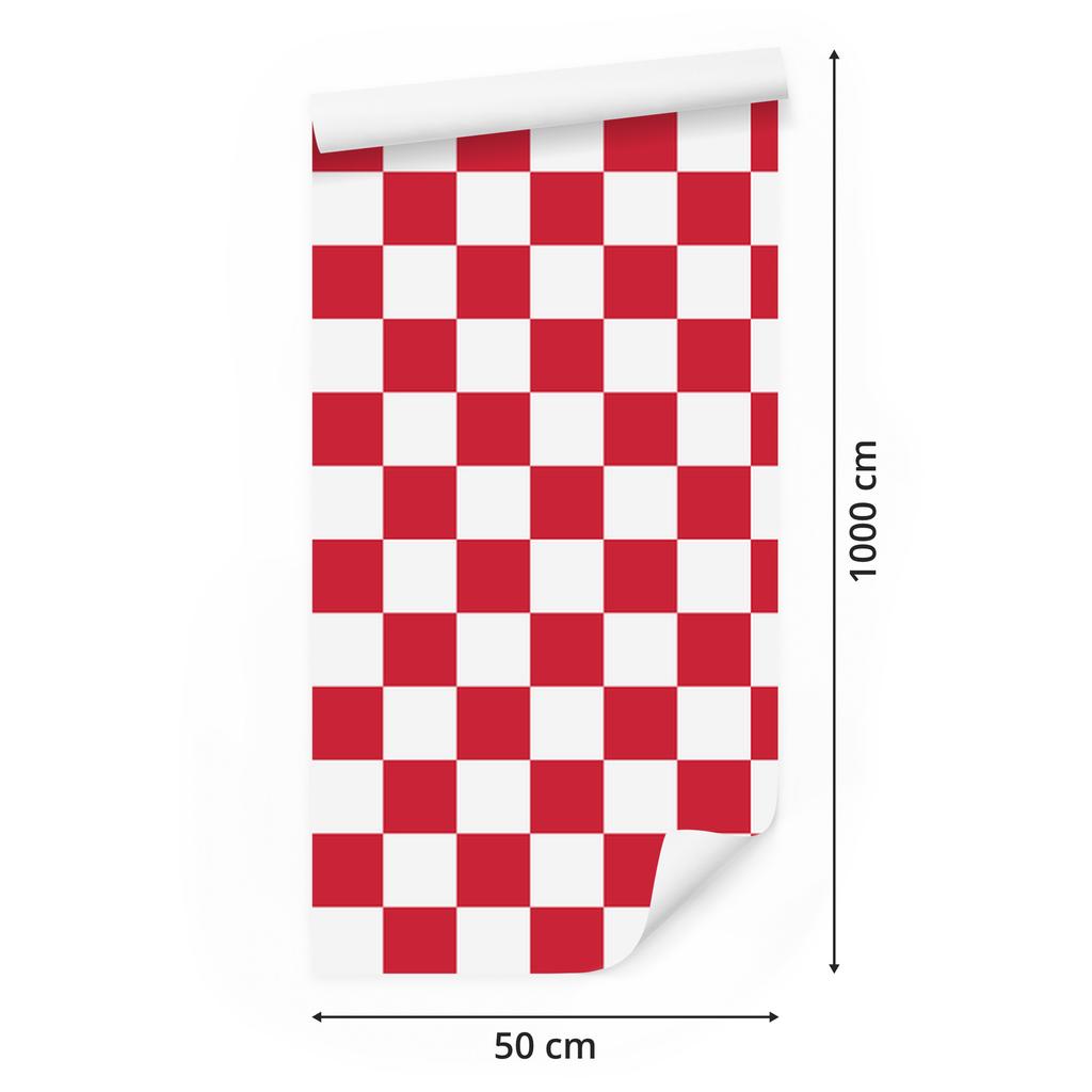 Checkerboard Wallpaper White and Red for Living Room and Bedroom 50x1000