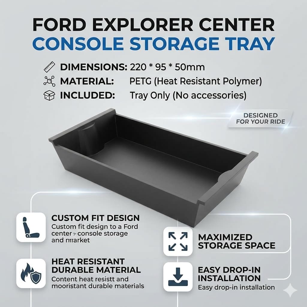 Center Console Organizer Tray Compatible with Explorer 2025 2026, Upgraded Armrest Storage Insert Compatible with Explorer Active ST, Easy Install