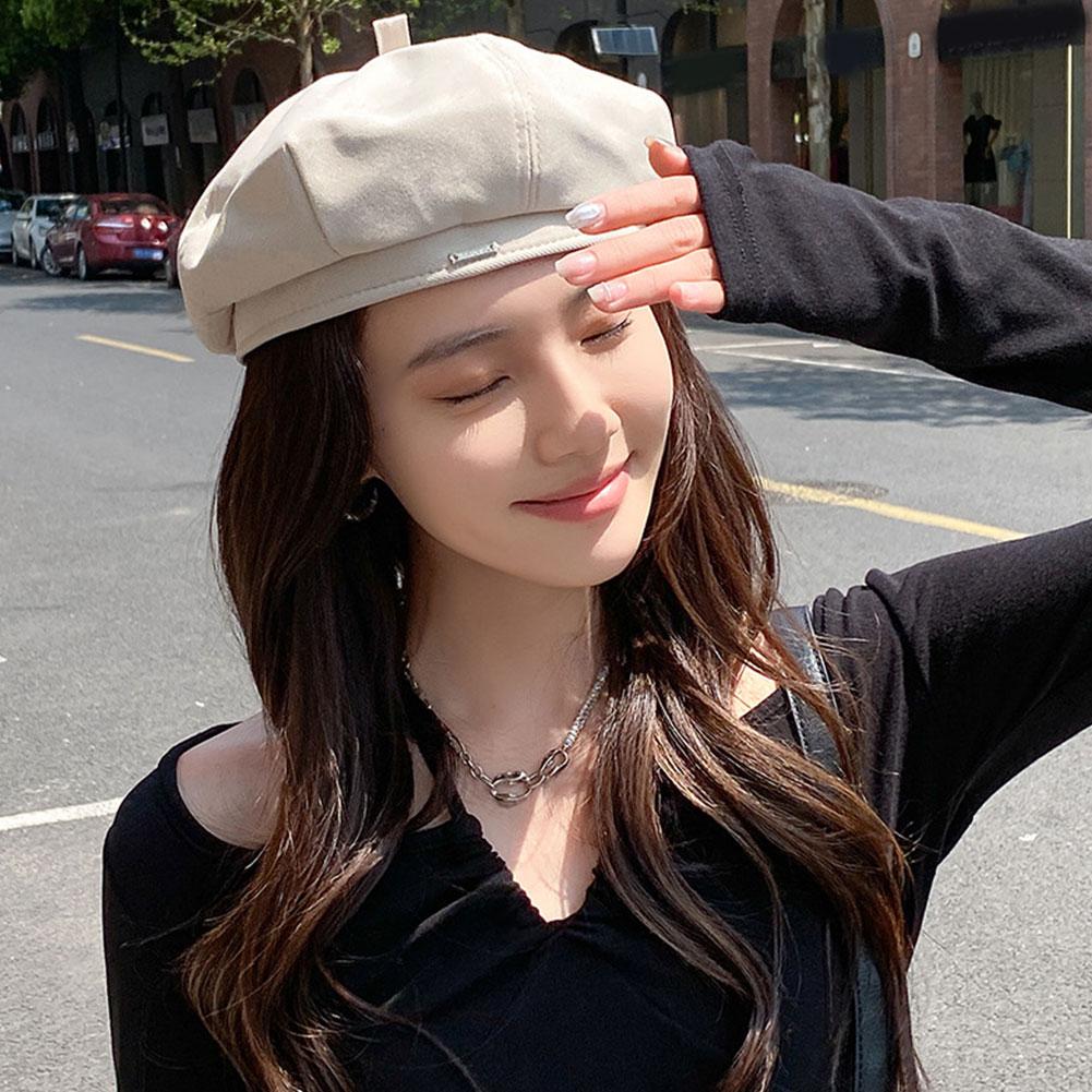Cotton Women Berets Winter Hats Vintage French Plaid Top Military Cap Painter Hat Autumn Street Girls Octagonal Beret Caps