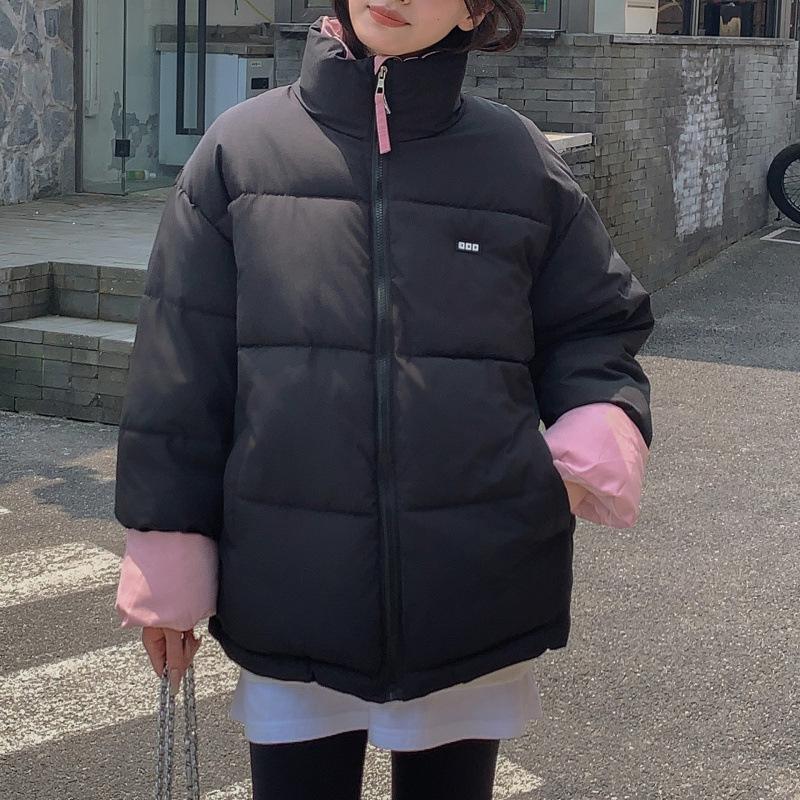 Women's Cotton-Padded College Style Jacket, 2024 Autumn/Winter Edition - Short, Loose, and Thickened in Candy Colors.