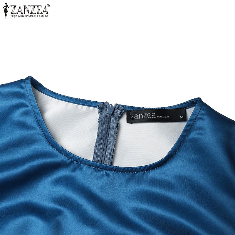 ZANZEA Women Casual Round Neck Summer Short Sleeve Print Dress