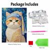 Pearl Painting DIY Kit Cute Cat Wearing Blue Hat Frameless Sparkling Bead Art Canvas Creative Home Decor Craft for Beginners
