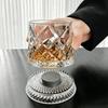 360 Degree Rotating Crystal Relief Liquor Cup Transparent Drinking Glasses Glass Wine Glass  Party