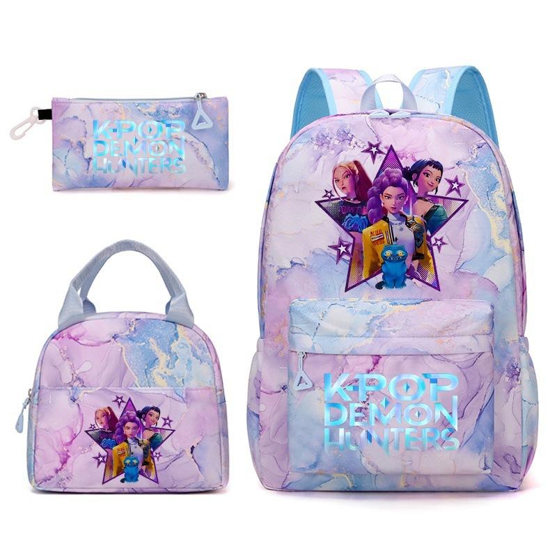 KPop Demon Hunters Student Backpack Crossbody Bag Casual Pencil Case Set of 3 Fashion Trendy Unisex