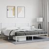 VidaXL Metal Bed Frames with Headboard, Double Bed with Slat Base, Adult Bed with Footboard, Bedroom Furniture, 376281