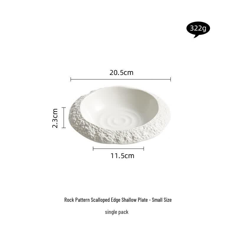 Nordic Style Ceramic Rock Texture Deep Plate