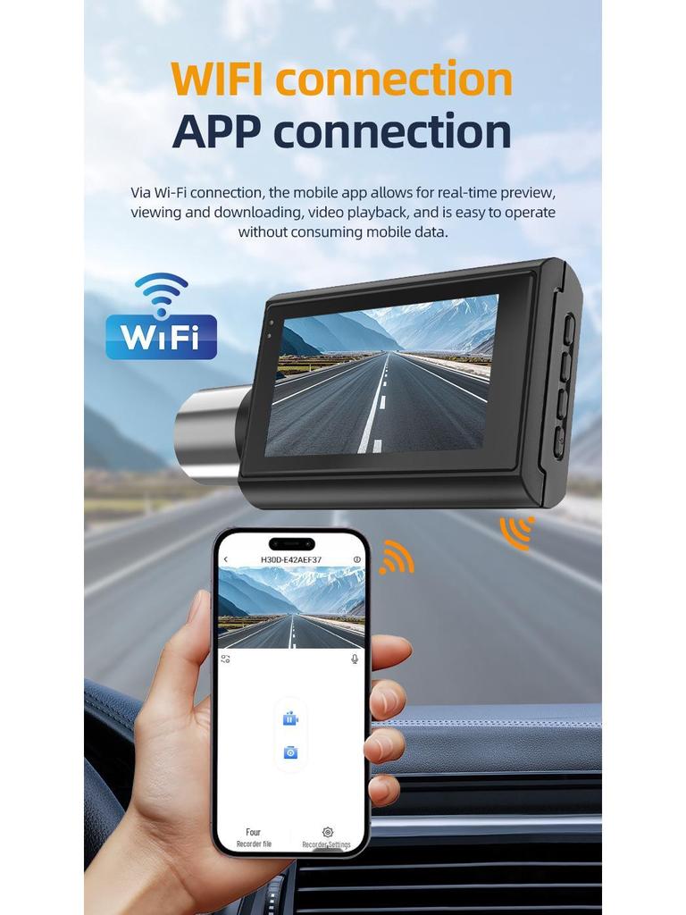 4K Dual Dash Cam with Mobile Phone Link & Parking Monitor