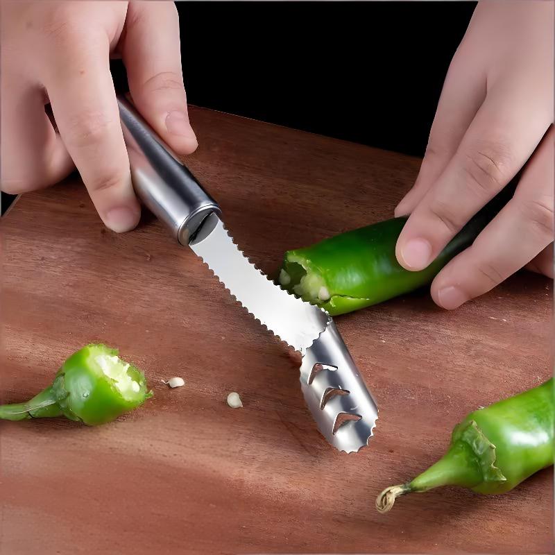 Stainless Steel Corer Chili Corer Bitter Gourd Seed Remover Core Digging Knife Green Pepper Cutter Seed Digging Tool Kitchen