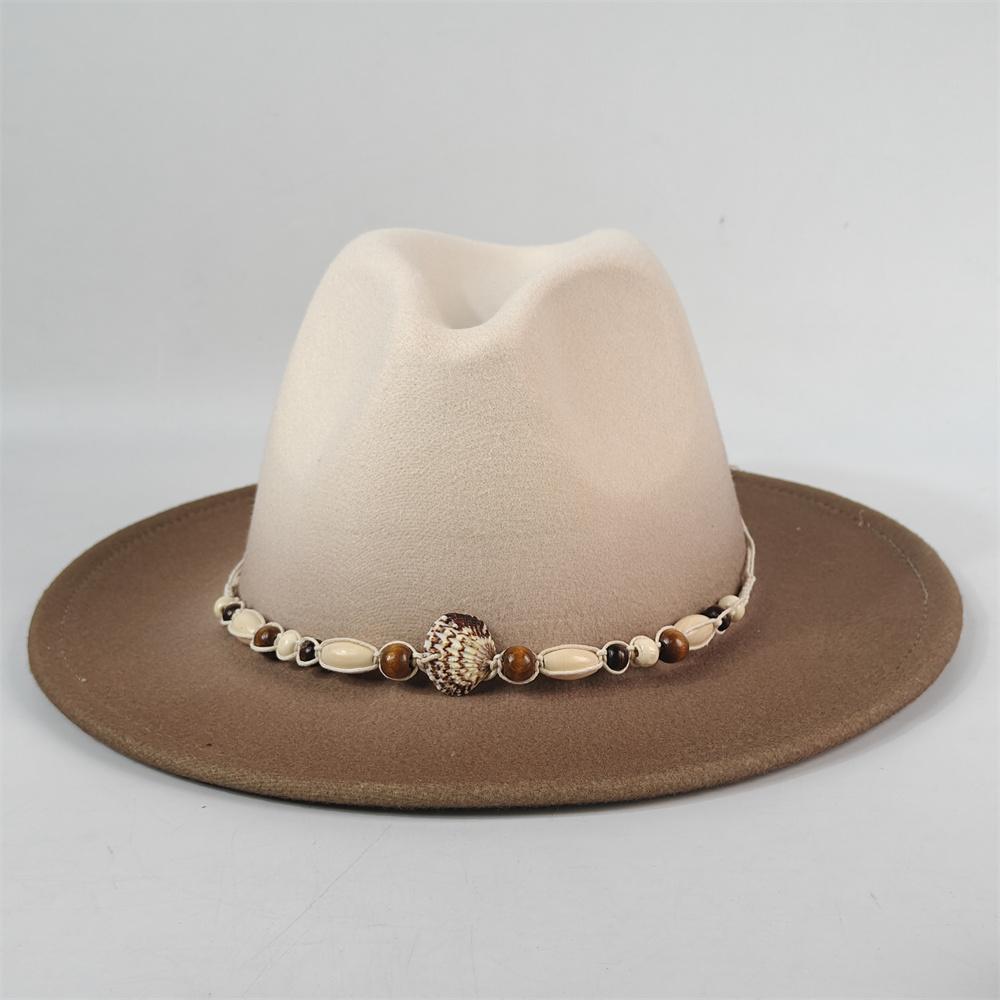 Gradient Color Fedora Wide Brim Felt Panama Hat with Belt Fedora Hat Men and Women for Painted Party Jazz Felt Hat Wholesale