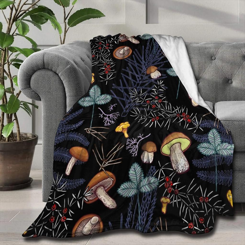 Deka s houbami Mushroomology Flísové přehozy pro všechna roční období Botanická věda Plyšová měkká deka na postel či pohovku Velikost Queen