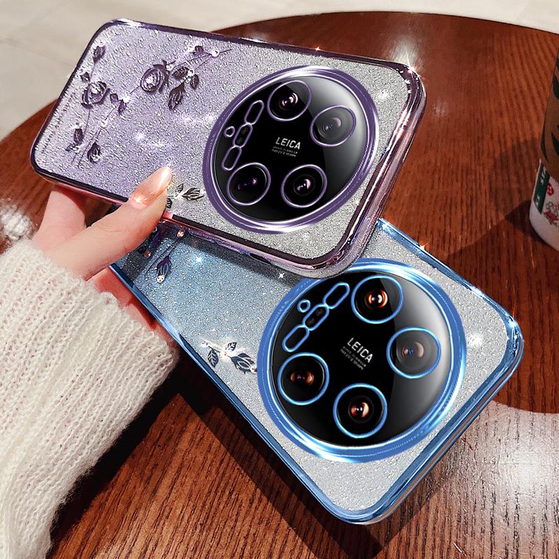 KADEM Pouzdro pro Xiaomi 14 Ultra Třpytivé Měkké TPU Kryt na Telefon s Šňůrkou