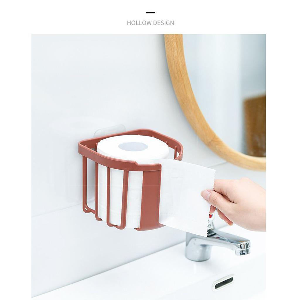 Wall Mount Paper Holder ABS Punch Free Smooth Toilet Tissue Box for Bathroom Kitchen WashroomRed