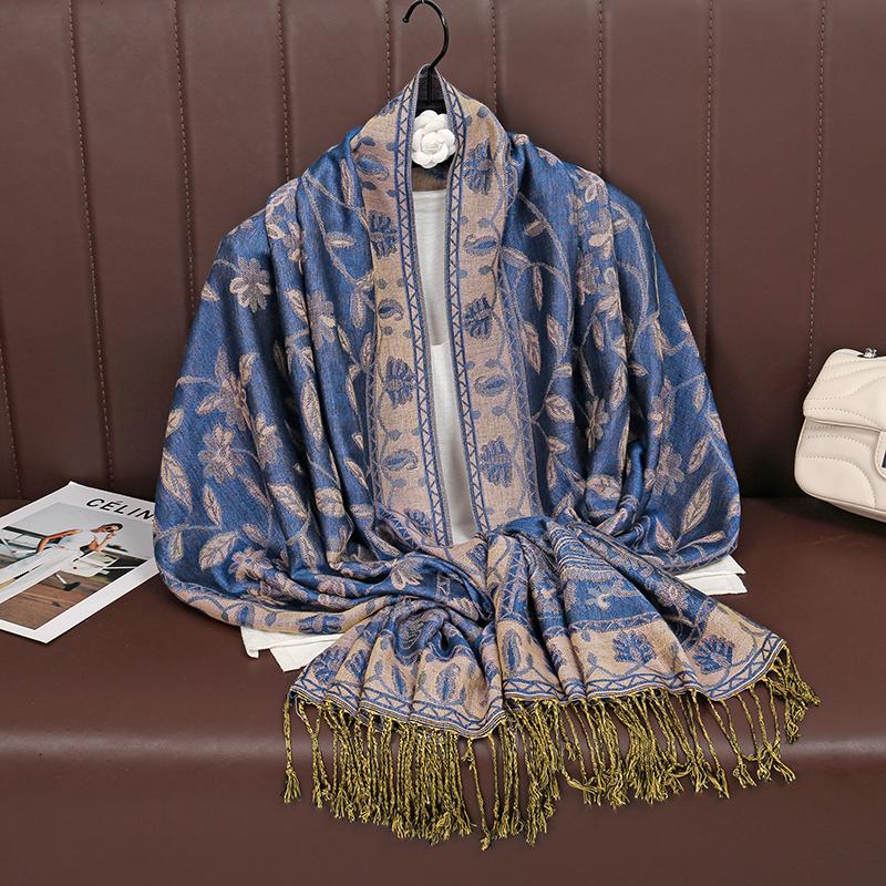 Paisley Pashmina Shawl Scarf Women Jacquard Cashew Printed Scarves Borders Female Tassel Travel Blanket Wraps Ethnic Shawls