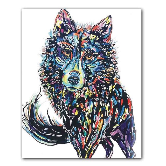 Nordic graffiti art abstract animal canvas painting digital color poster office wall painting living room home decoration mural No Frame