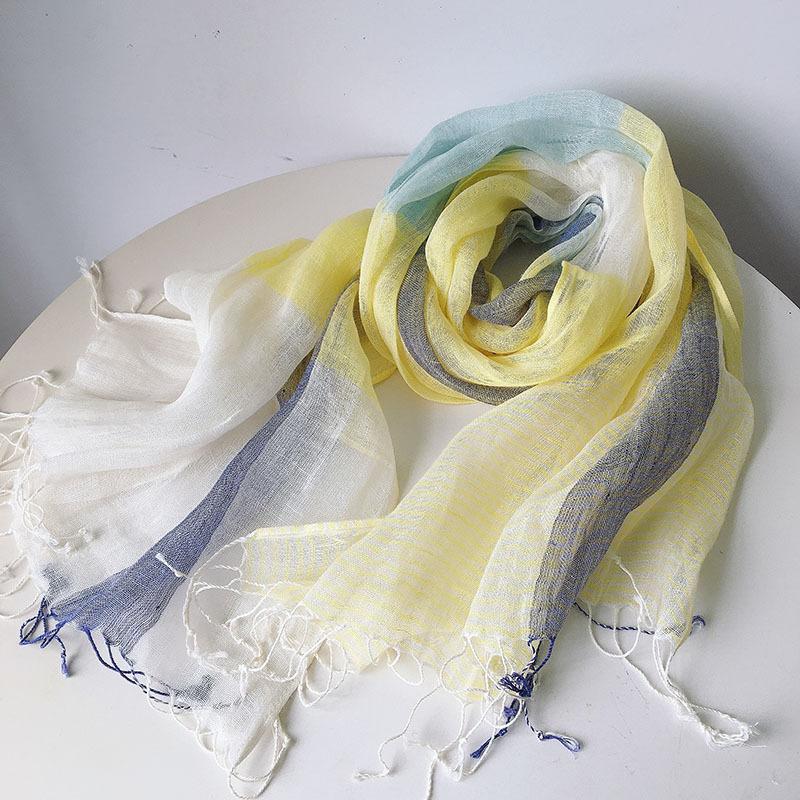 100% Linen Hit Color Plaid Women Winter Scarf High Quality Hijab Fashion Foulard Shawls Scarves 65x190cm