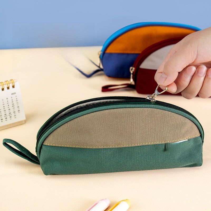 Oxford Fabric Shell Pencil Case With Large Capacity For Students And Office Use