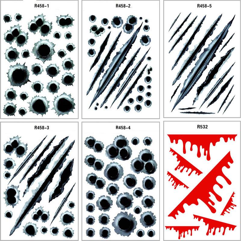 Stickers Side Car Auto Bullet Hole Motorcycle Decoration Sticker 3d Styling Car