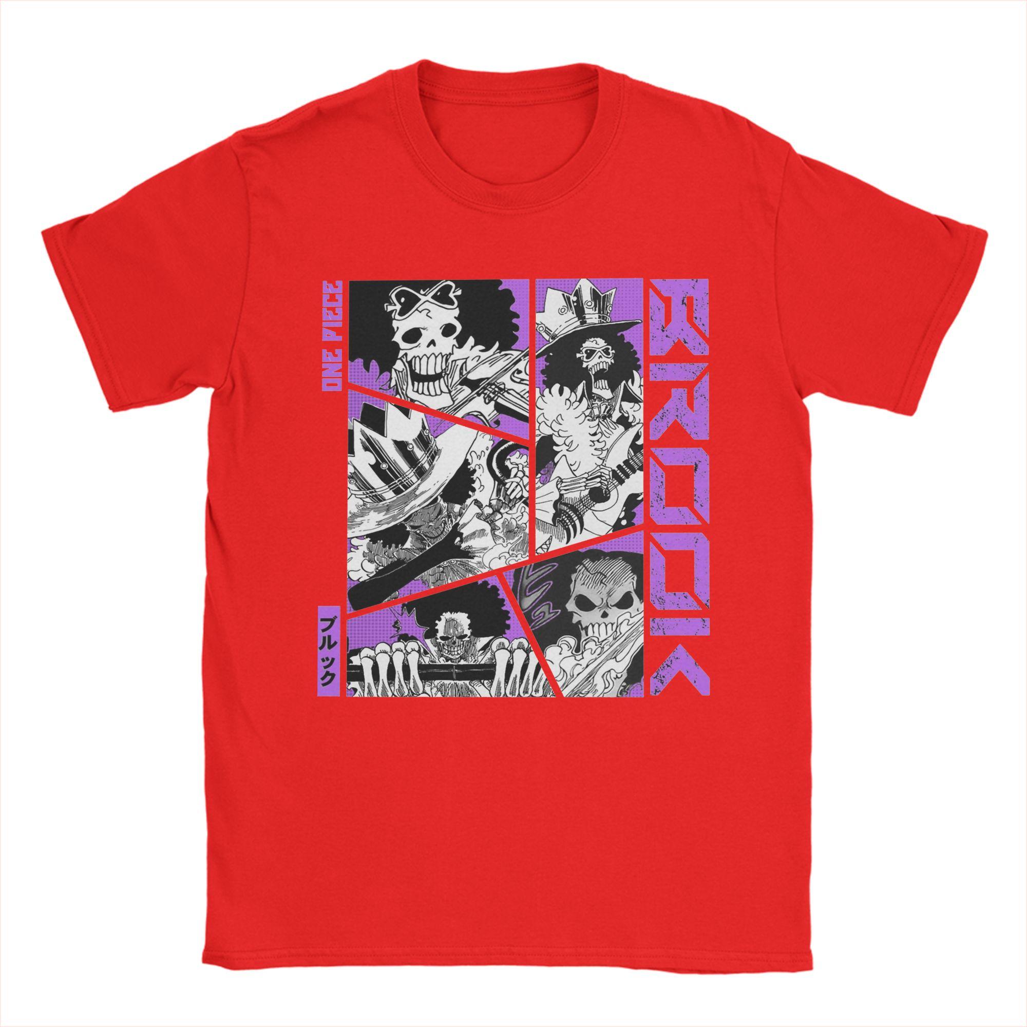 Brook Manga Panel Ones Pieces T Shirt Mens 100 Cotton Novelty TShirts Crewneck Tee Shirt Short Sleeve Tops 4XL 5XL 6XL S