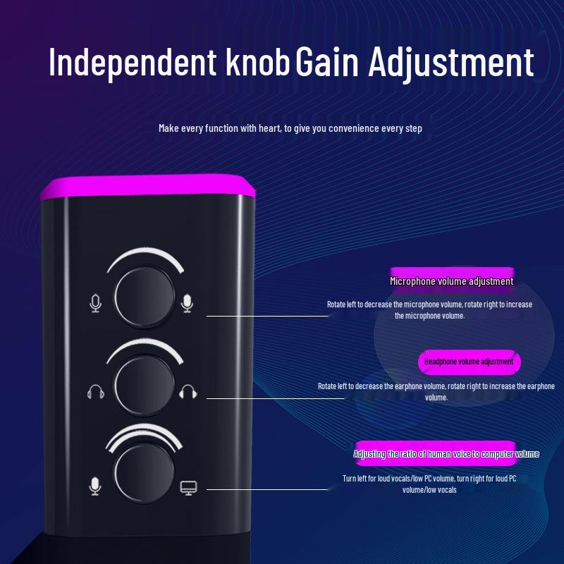 RGB Dynamic USB Microphone for Gaming, Recording, and Singing with Noise Reduction and Sound Card Integration