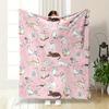 Cute Cat Pattern Blanket Bedroom Blanket for Livingroom Couch Lunch Break Soft Throw for Friend's Festival Gift