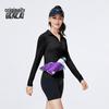 BENLAI Women's Slim-Fit Wool Blend Stand Collar Long Sleeve T-shirt