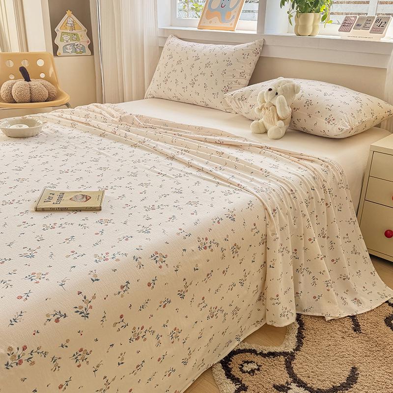 Class A Double Layer Gauze Bedding: Single Cotton Bed Sheet & Duvet Cover Set for Dorm Rooms