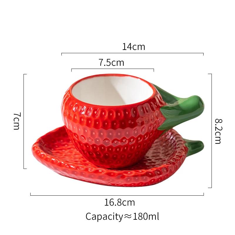 Подглазурная цветная двухслойная кружка, кружка с клубникой, набор тарелок, кофейная кружка, десертная тарелка, чашка для молока, керамическая парная чашка, чашка для воды, чайные чашки 180ml
