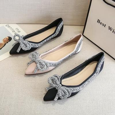 Ballerinas Schuhe für Damen, modische Strass-Schleife, flache Schuhe, Damen, Übergröße, Mokassins, Bootsschuhe, Chaussure Femme