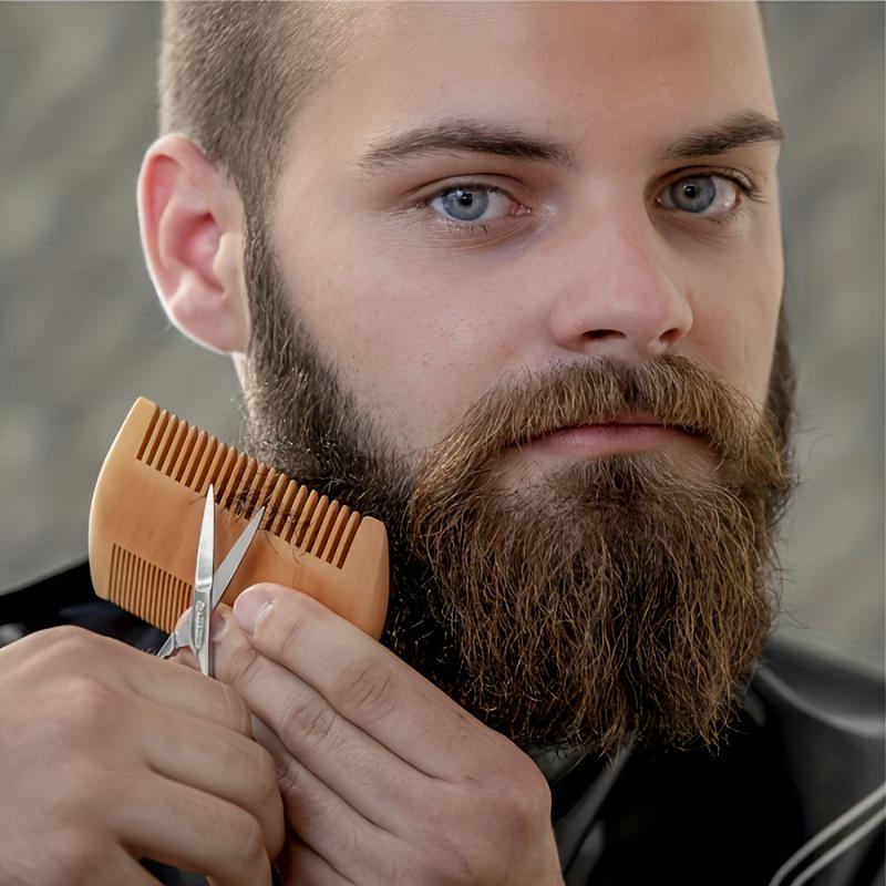 Double-Sided Wooden Beard Comb for Men's Grooming
