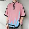 INCERUN Men Half Sleeve Round Neck Cartoon Print Oversized T-Shirts Tops