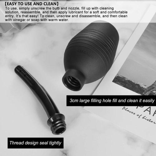 10 oz Enema Bulb Kit with Storage Bag- Anal or Vaginal Silicone Douche for Men or Women - Comfortable Cleaner (Black)