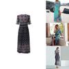 Elegant Women Boho V Neck Long Maxi Dress With 3/4 Sleeve For Party And Evening Events