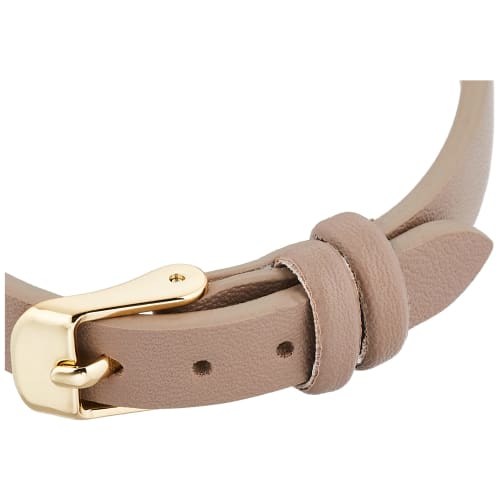 Fieldwork Tova Analog Watch with Date Display, Gold Leather Strap, Gray, YM054-2, Women's