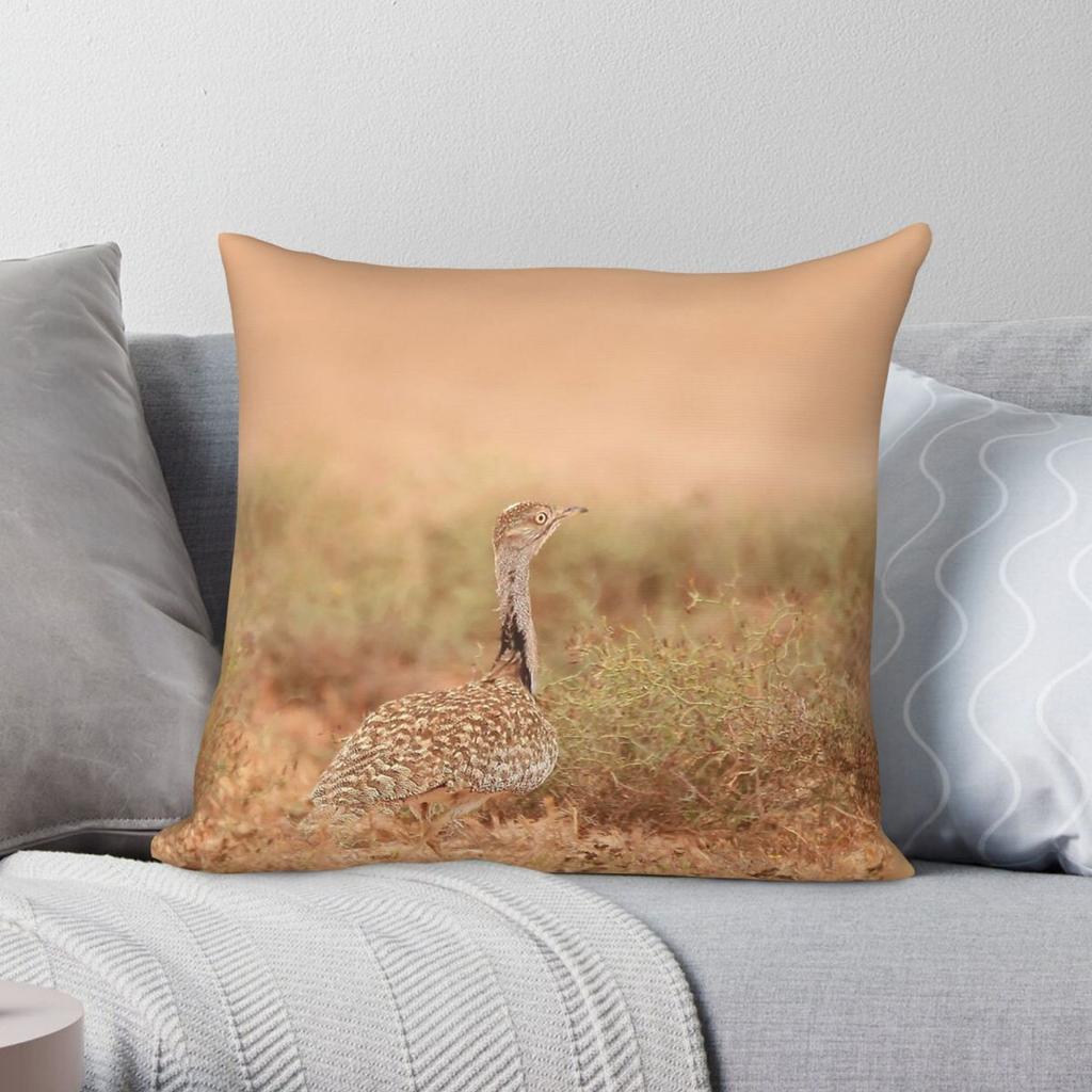 Asian Houbara Bustard Pillowcase Polyester Linen Velvet Printed Zip Decor Pillow Case Home Cushion Cover