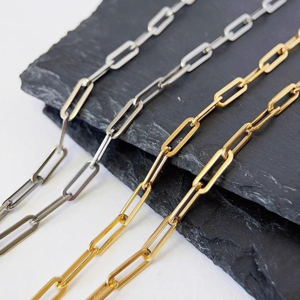 Adjustable Metal Choker Necklace Gold Clavicle Chain Necklace Paperclip Necklace  Girl Gift
