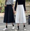 Moteriški balti ilgi sijonai Mada Kišenės Klostuoti Sijonai iki kelių Ruduo 2024 Nauji Kasdieniai Elegantiški Aukštu juosmeniu A silueto Moteriški sijonai