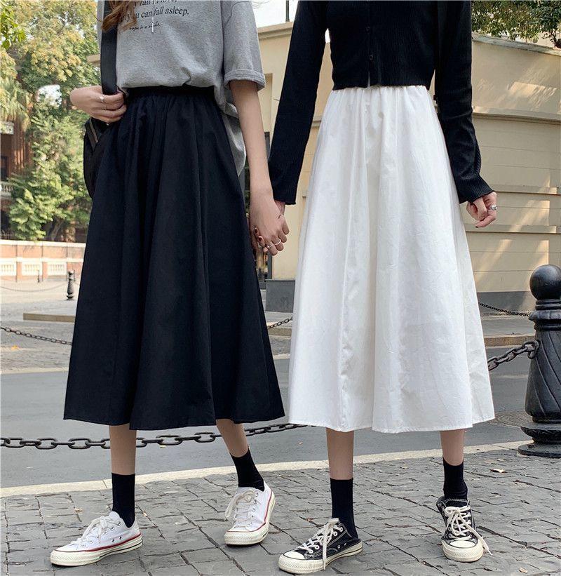 Moteriški balti ilgi sijonai Mada Kišenės Klostuoti Sijonai iki kelių Ruduo 2024 Nauji Kasdieniai Elegantiški Aukštu juosmeniu A silueto Moteriški sijonai