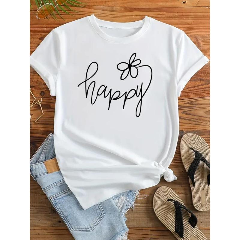 (European Size) 90s Clothing Casual Lovely Style Cute Trend Tshirt Women Short Sleeve Fashion Print Lady Tee Top Female Graphic T-shirts