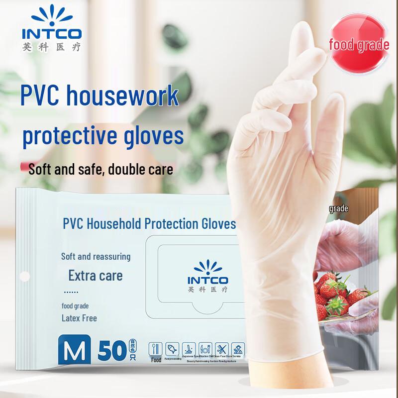 Intco Medical Disposable Transparent PVC Gloves S