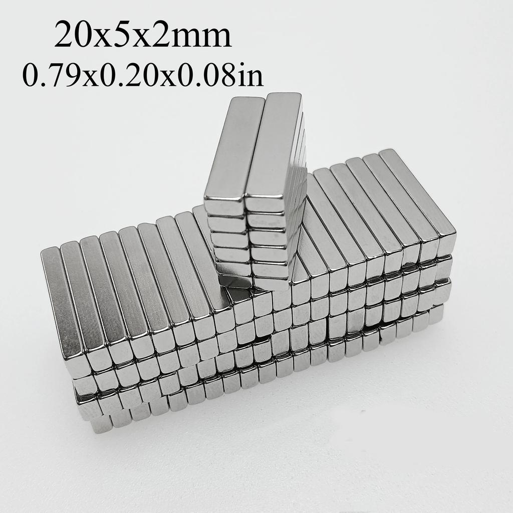 20x5x2mm Mıknatıs Kare Mıknatıslar, 20mm x 5mm x 2mm Blok Mıknatıs Aletler İçin