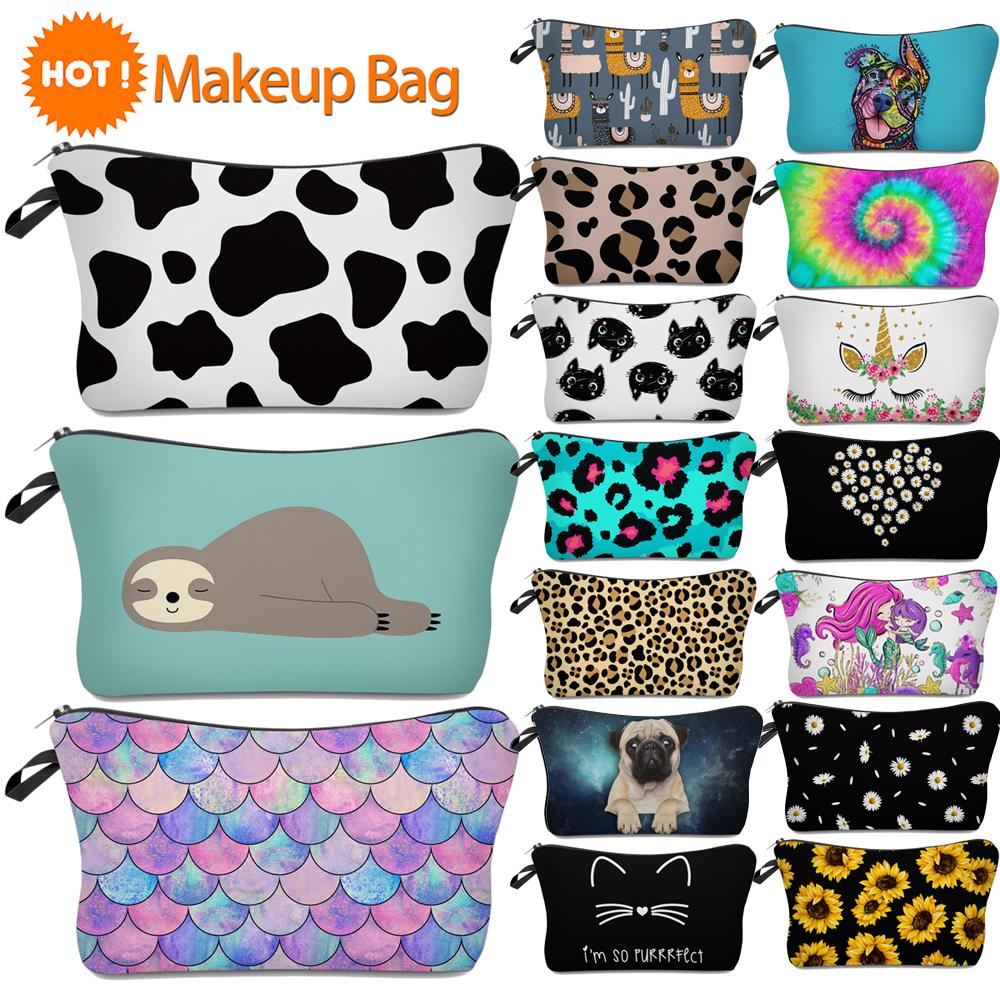 Women Cosmetic Bag Multiple Pattern Fashion Portable Casual Storage Travel Pouch Toiletry Bags