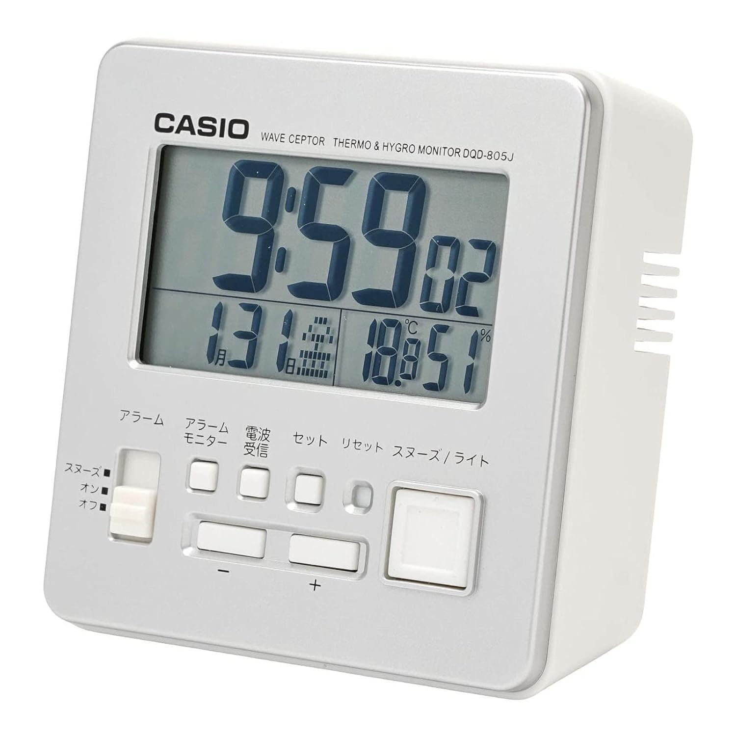 CASIO Alarm Clock Radio Controlled Silver Digital Compact Snooze Light DQD-805J-8JF