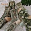 5/10 Perechi Șosete Dama Florale din Bumbac Șosete Crew cu Model Brodat Vintage Stil Etnic Șosete Glezna pentru Rochie