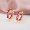 6 Color Punk Colorful Zirconia Round Drop Earrings For Women Dangle Ear Jewelry Hip Hop Gold Color Gift Accessories Dropshipping