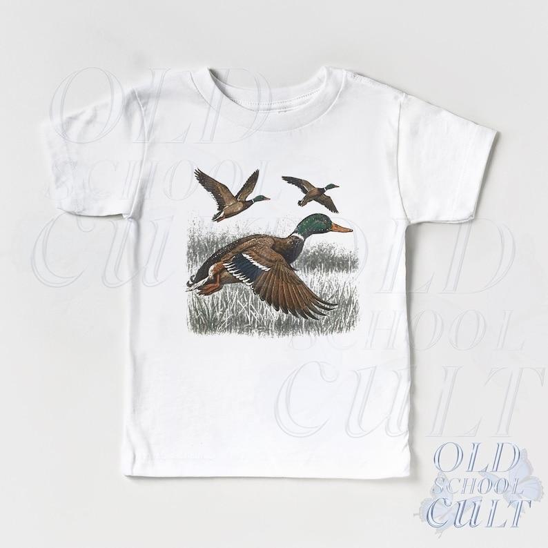 Mallard Duck Kids T-Shirt, Flying Ducks Graphic Tee, Wildlife Bird Youth Shirt, Toddler Nature Animal Top, Vintage Outdoor Kids Gift 110