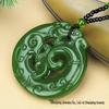 Xinjiang Clear Water Jade Dragon-Shaped Necklace: Men's Hollow Dragon Zodiac Pendant In Spinach Green Jade.